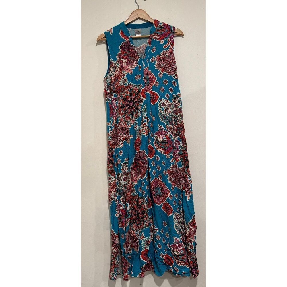 Natori Art Abstract Print Sleeveless Midi Dress Size Small Oversized Colorful